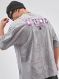 Marvel By Highlander Men Grey Black Panther Printed Round Neck Oversized Fit T-Shirt - Grey - Image 1