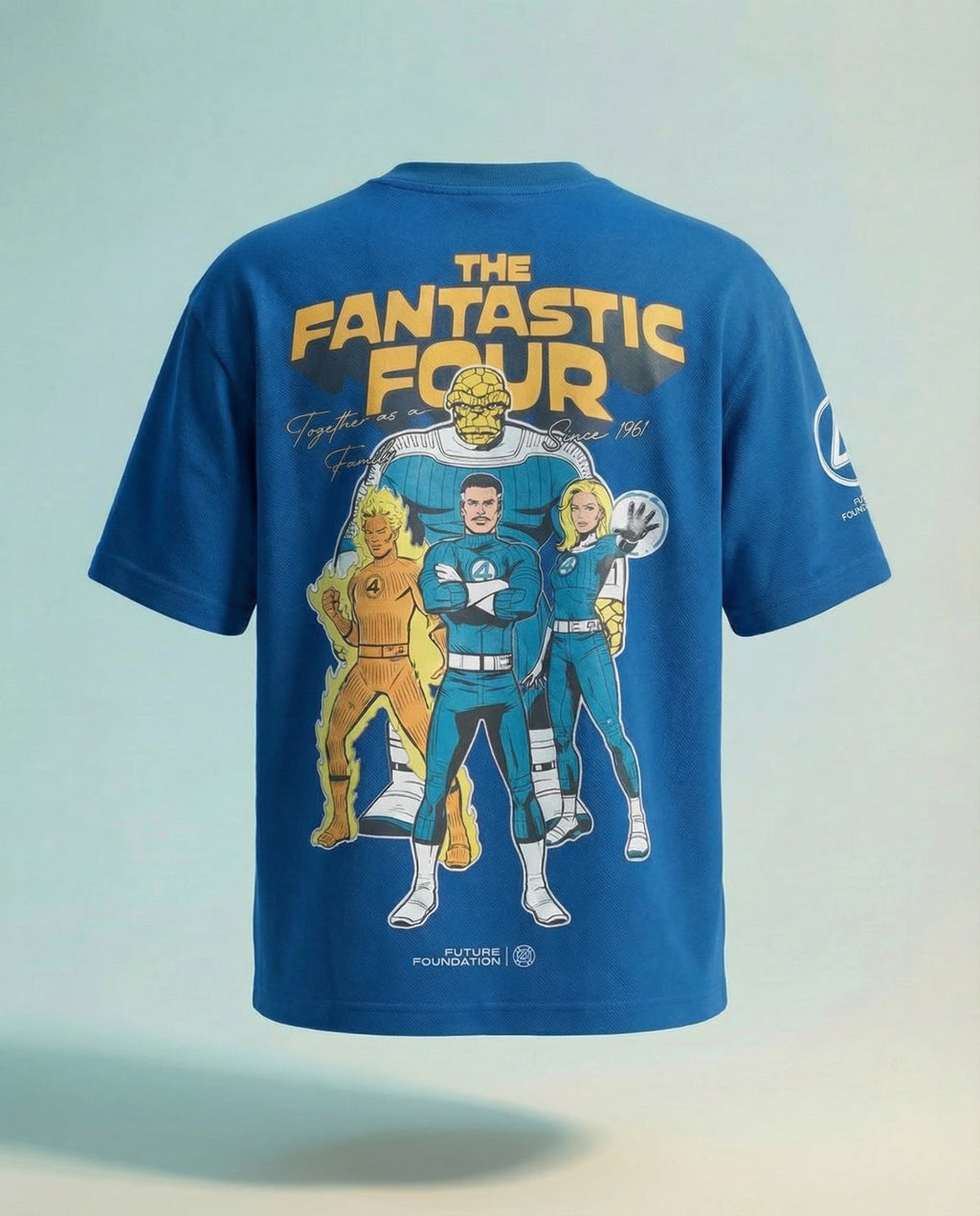 Marvel By Highlander Men Blue Fantastic Printed Round Neck T-Shirt - Blue - Image 1