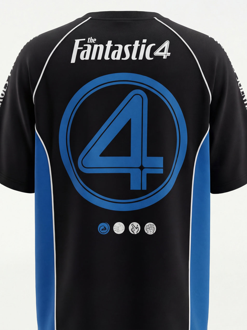 Marvel By Highlander Men Black The Fantastic Four Printed Round Neck Oversized Fit T-Shirt - Black - Image 1