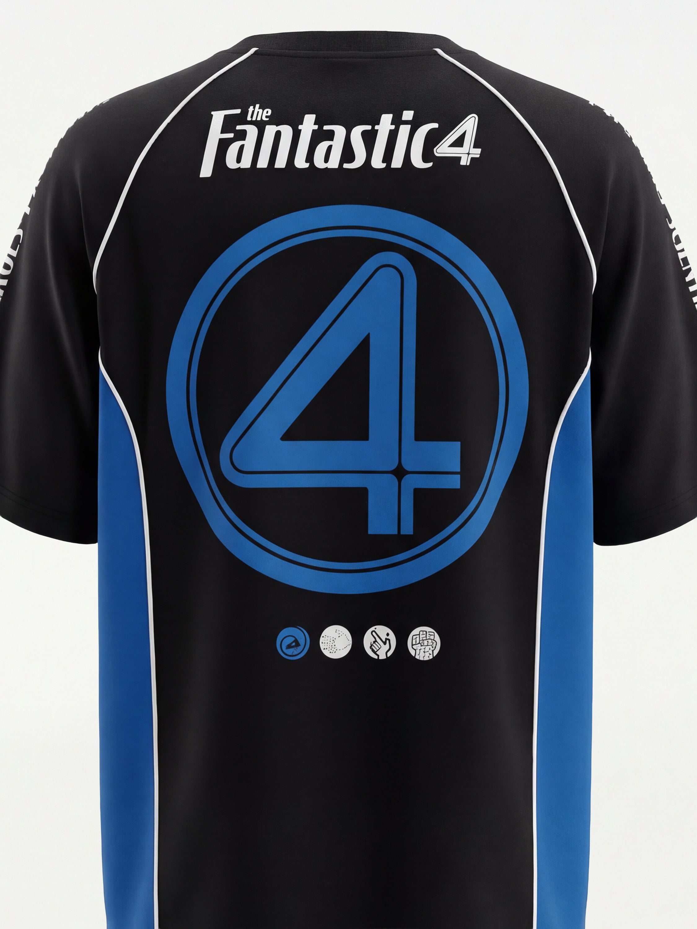 Marvel By Highlander Men Black The Fantastic Four Printed Round Neck Oversized Fit T-Shirt - Black - Image 1