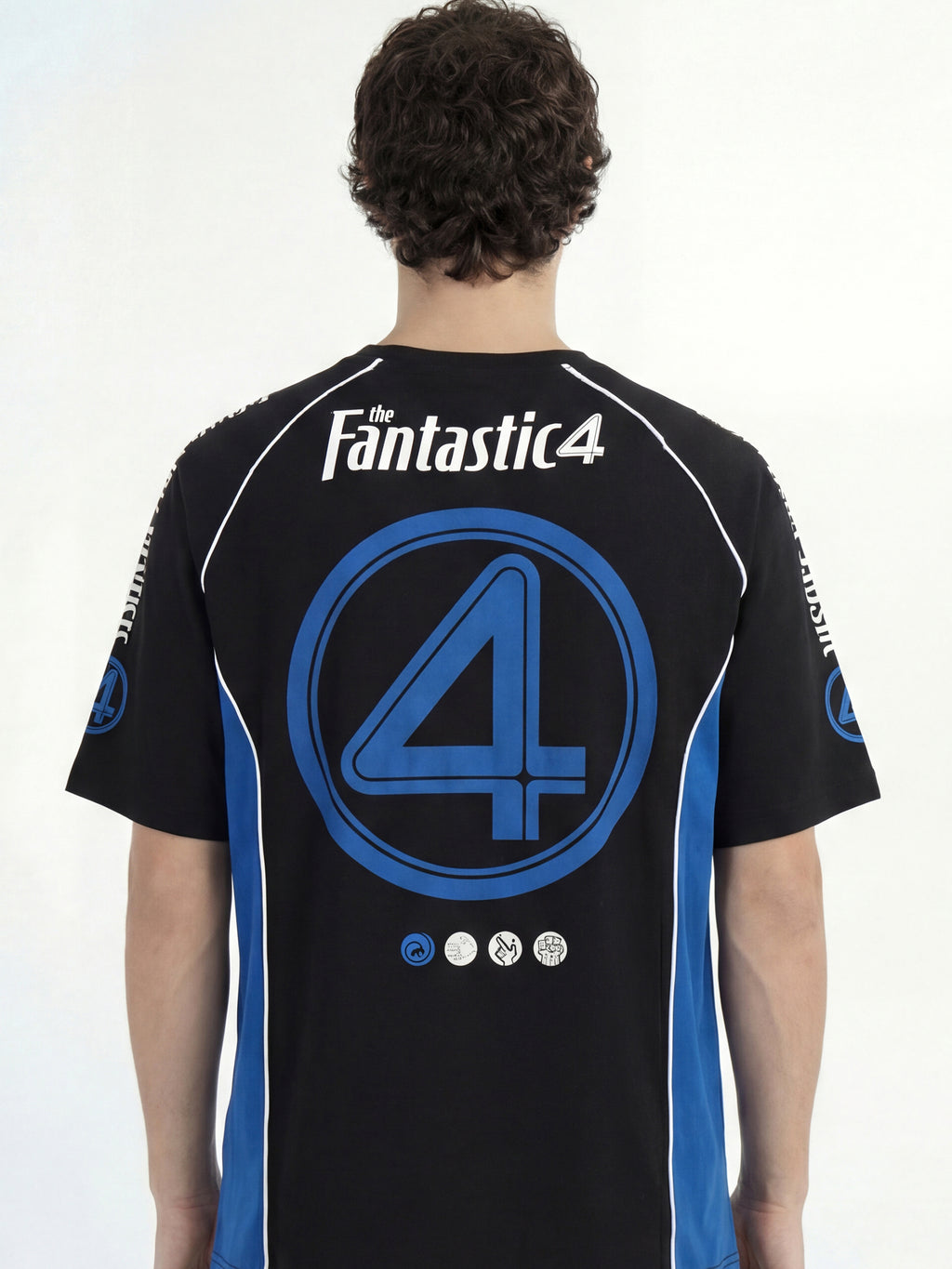 Marvel By Highlander Men Black The Fantastic Four Printed Round Neck Oversized Fit T-Shirt - Black - Image 3