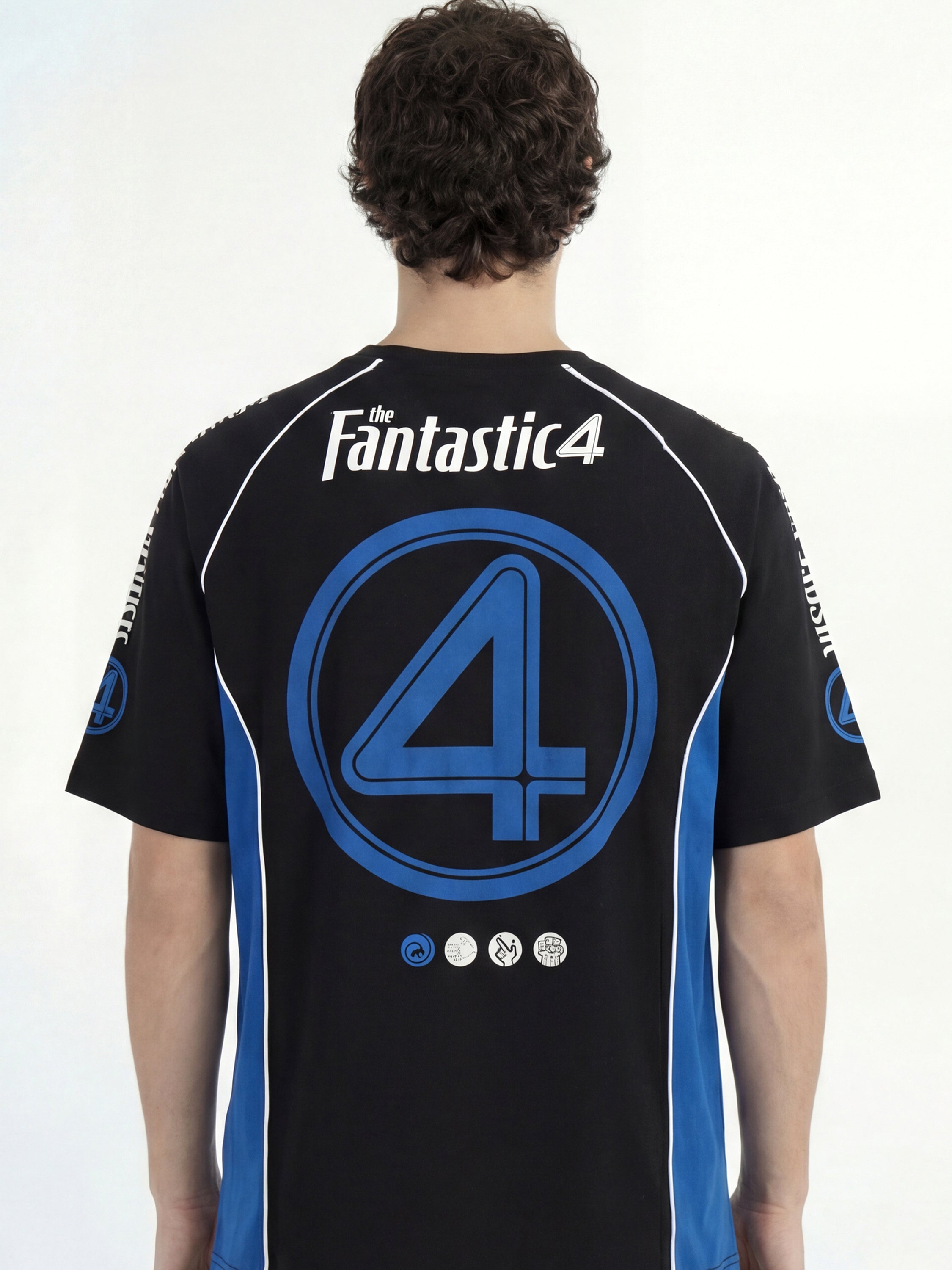 Marvel By Highlander Men Black The Fantastic Four Printed Round Neck Oversized Fit T-Shirt - Black - Image 3