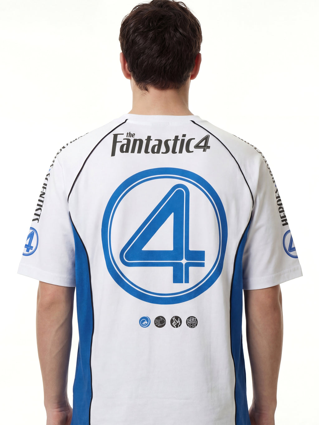 Marvel By Highlander Men White The Fantastic Four Printed Round Neck Oversized Fit T-Shirt - White - Image 3