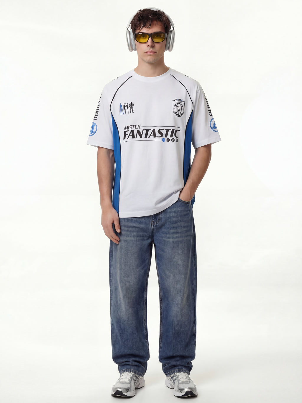 Marvel By Highlander Men White The Fantastic Four Printed Round Neck Oversized Fit T-Shirt - White - Image 4