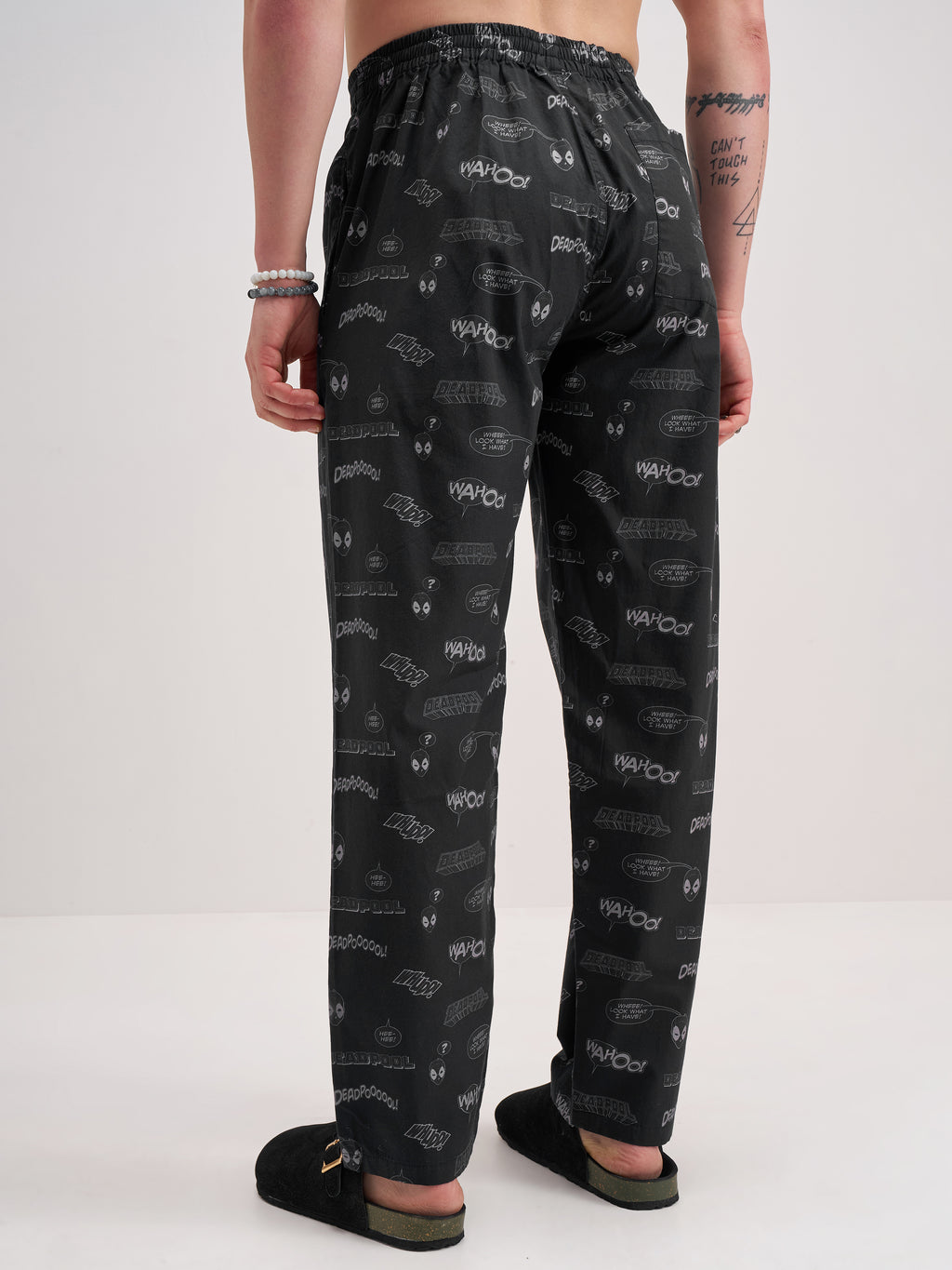 Marvel By Highlander Men Black Deadpool Printed Lounge Pant - Black - Image 3