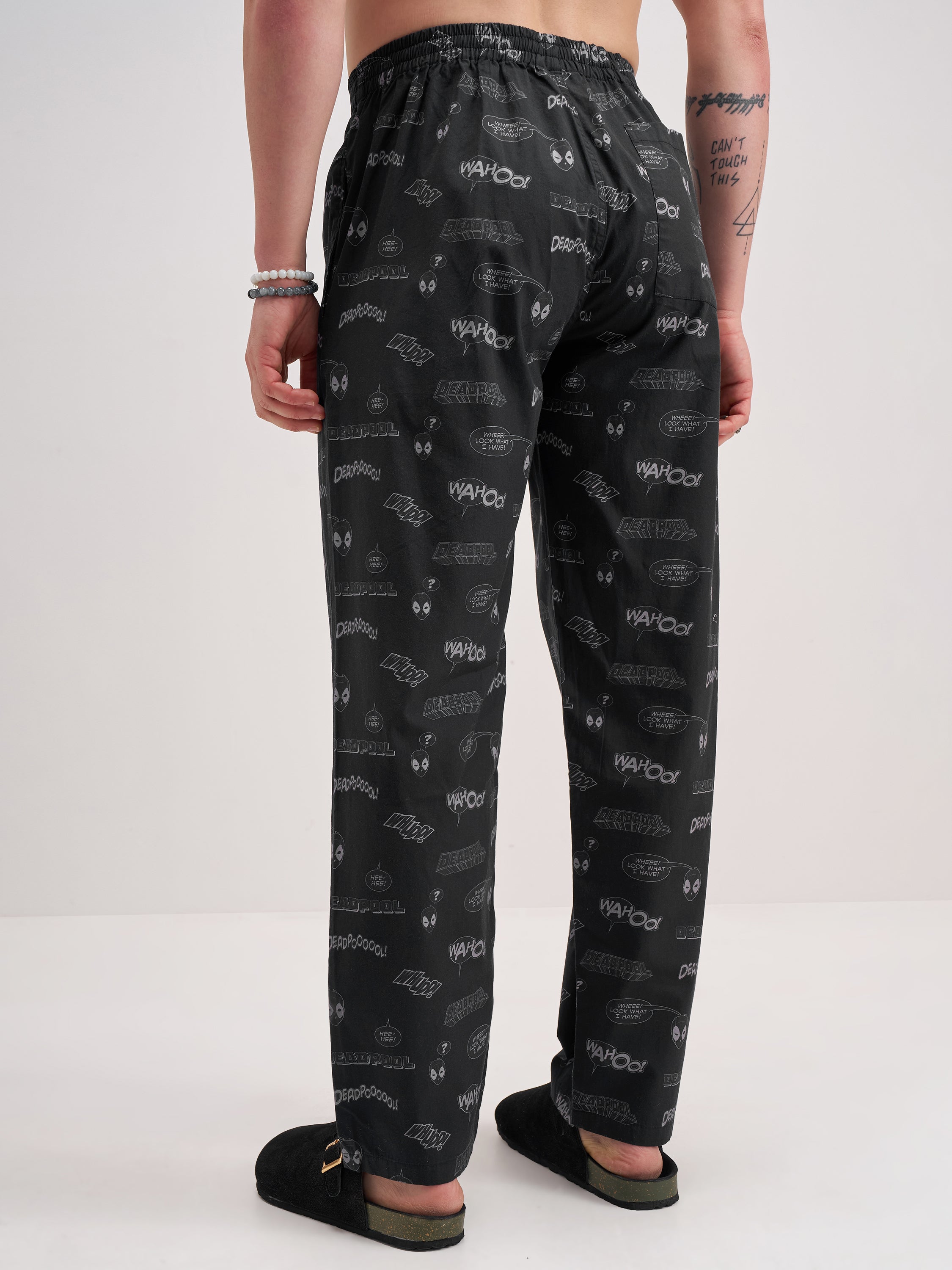 Marvel By Highlander Men Black Deadpool Printed Lounge Pant - Black - Image 3