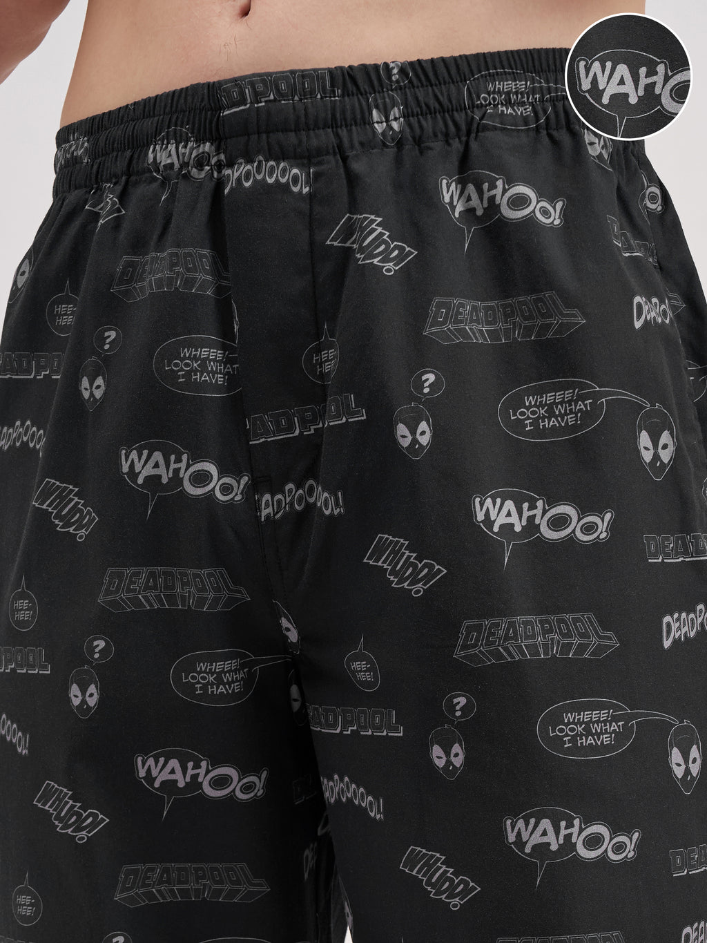 Marvel By Highlander Men Black Deadpool Printed Lounge Pant - Black - Image 5