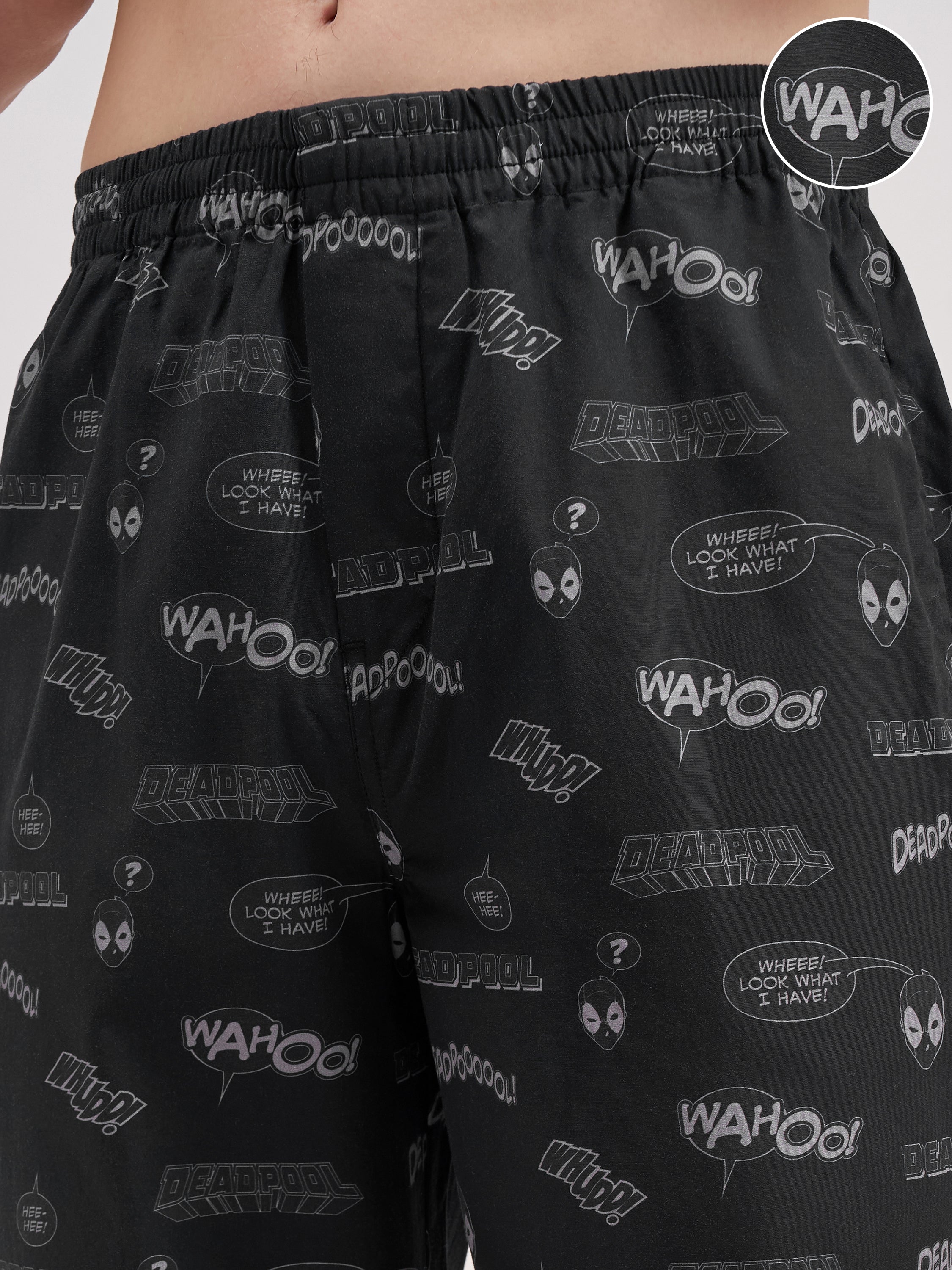 Marvel By Highlander Men Black Deadpool Printed Lounge Pant - Black - Image 5