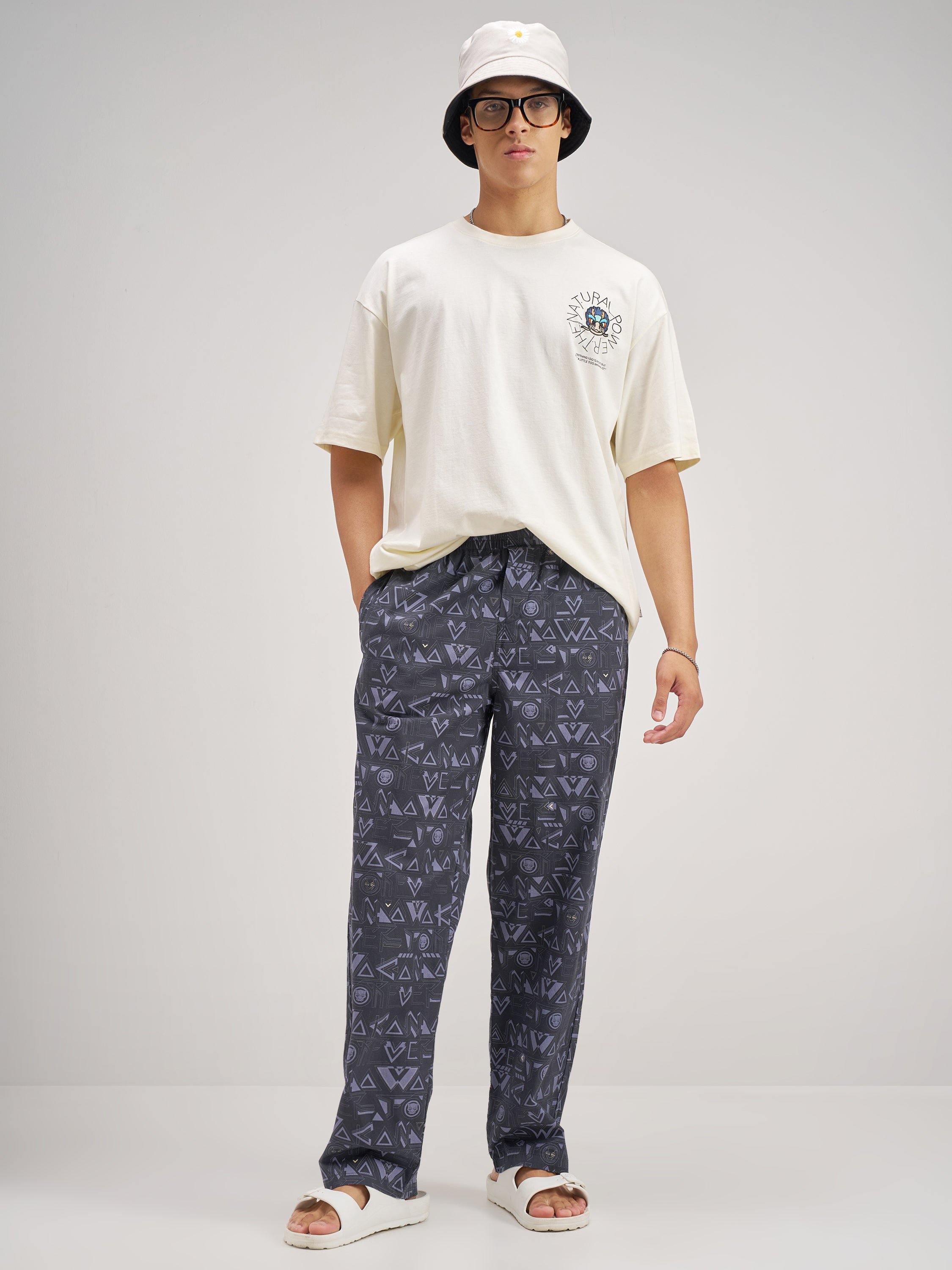 Marvel By Highlander Men Navy Blue Black Panther Printed Lounge Pant - Navy Blue - Image 2