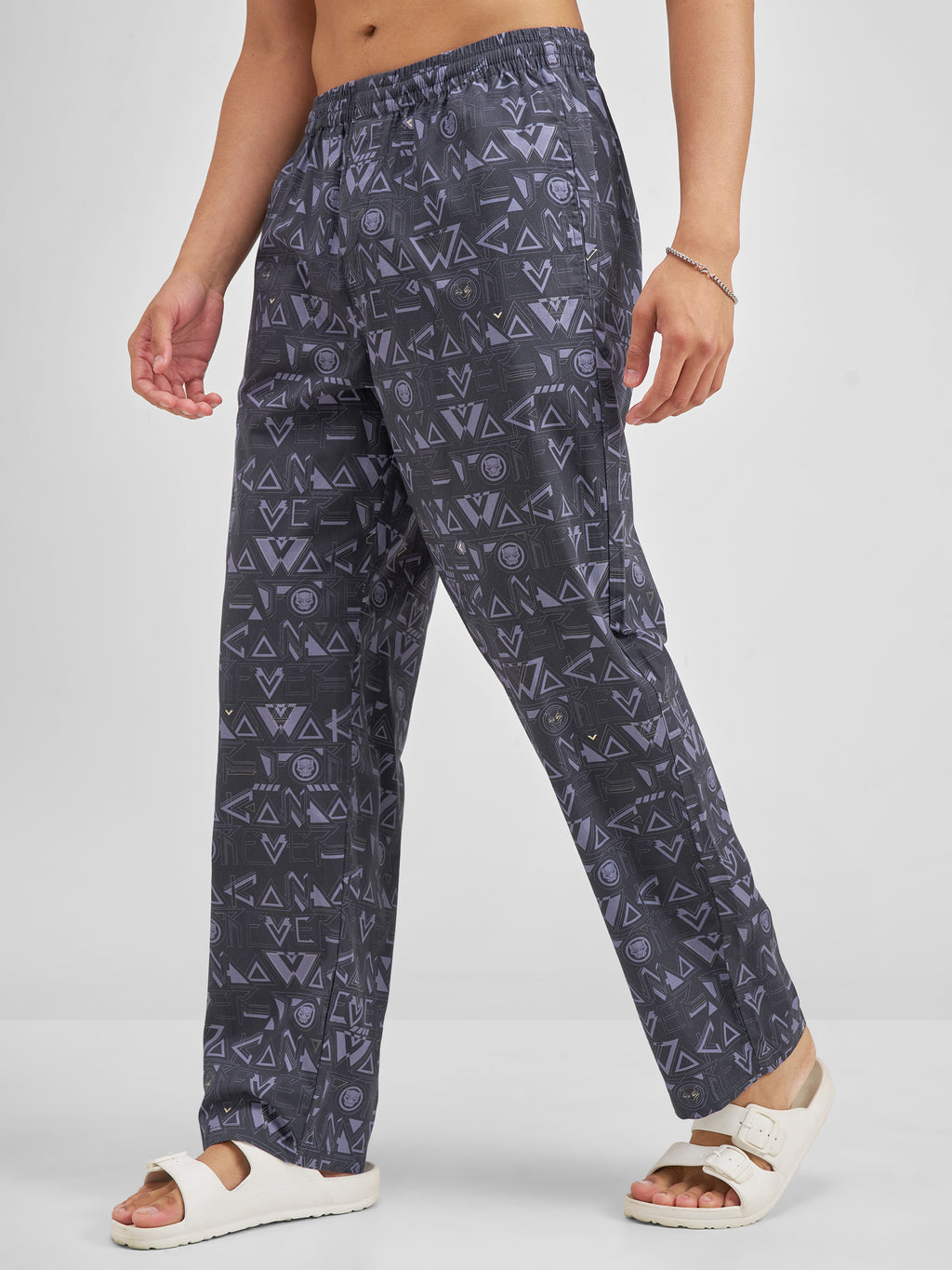 Marvel By Highlander Men Navy Blue Black Panther Printed Lounge Pant - Navy Blue - Image 4