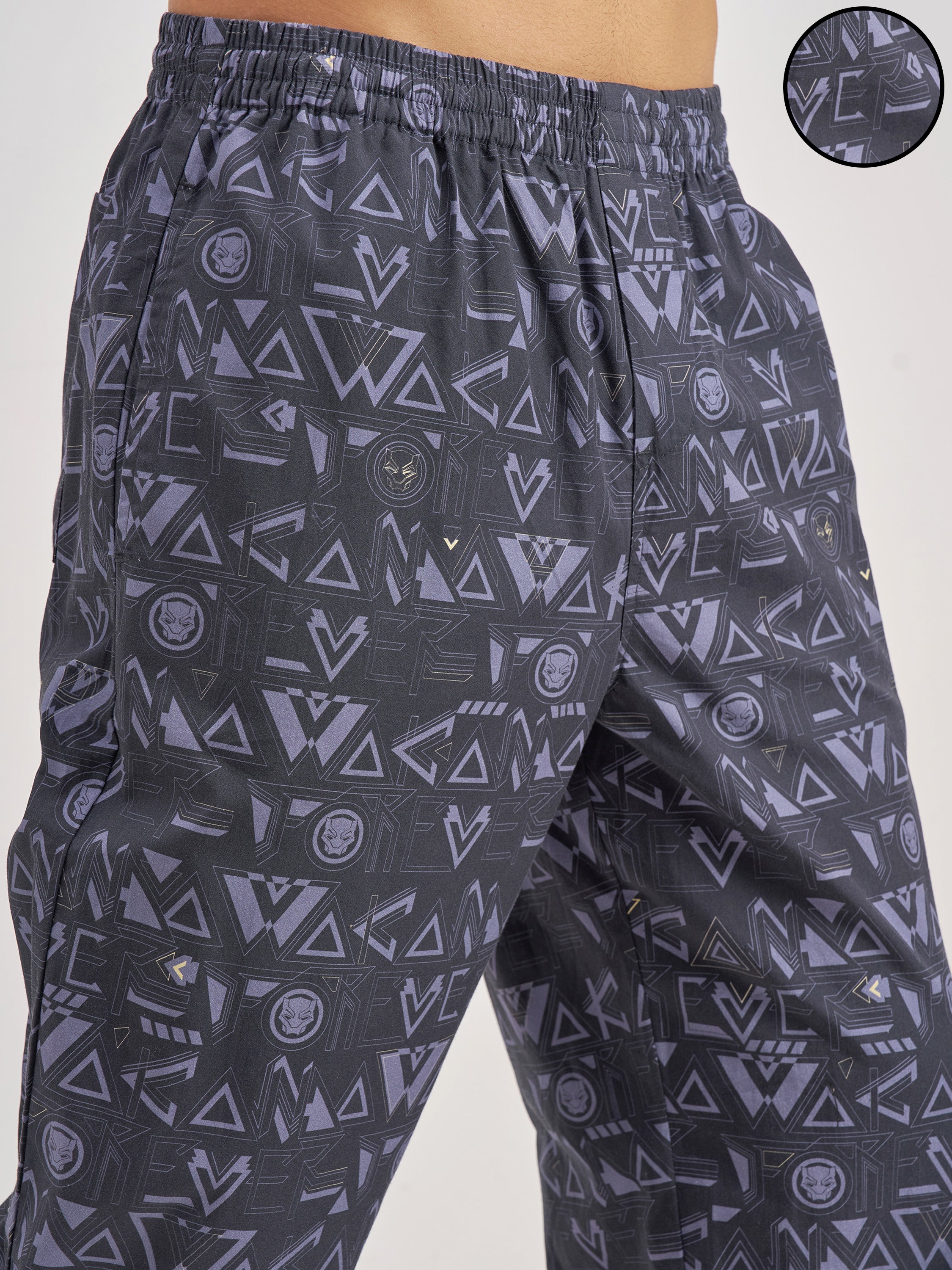 Marvel By Highlander Men Navy Blue Black Panther Printed Lounge Pant - Navy Blue - Image 5