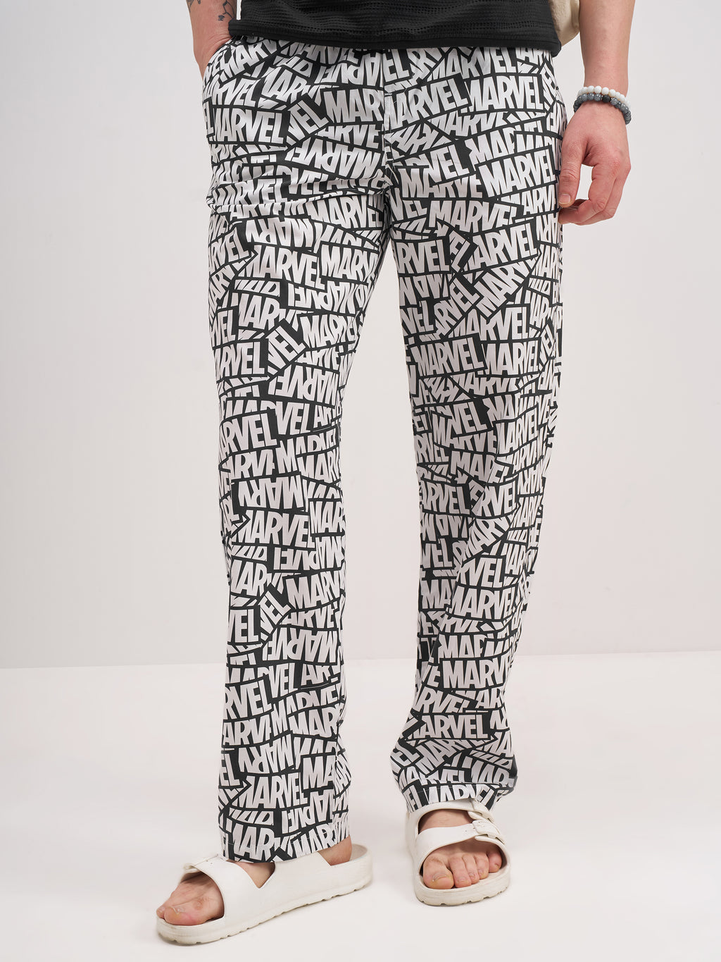 Marvel By Highlander Men White Marvel Printed Lounge Pant - White - Image 1