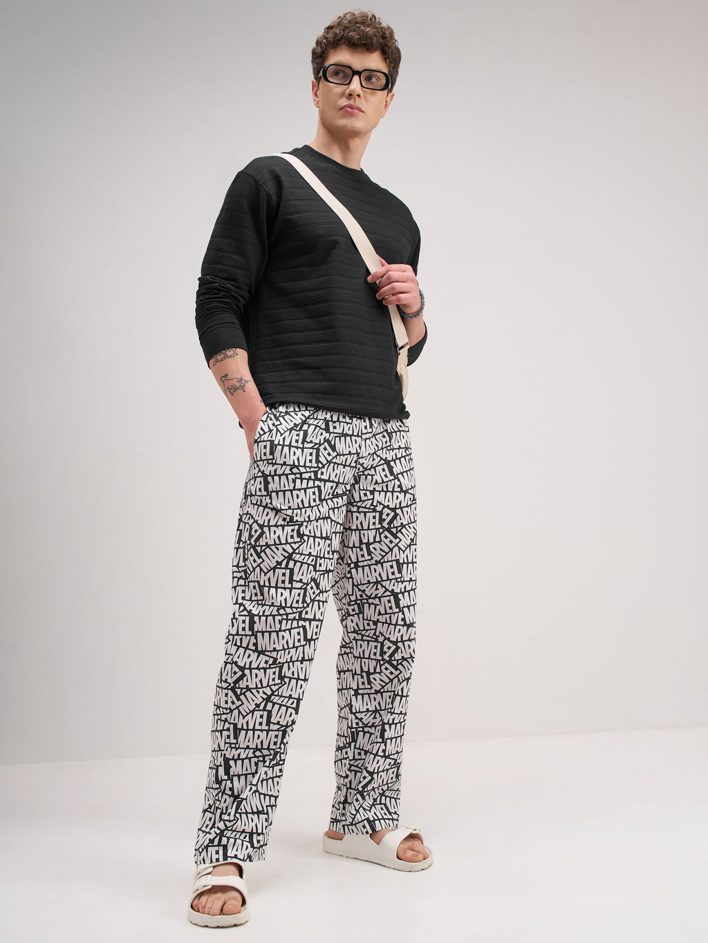 Marvel By Highlander Men White Marvel Printed Lounge Pant - White - Image 2