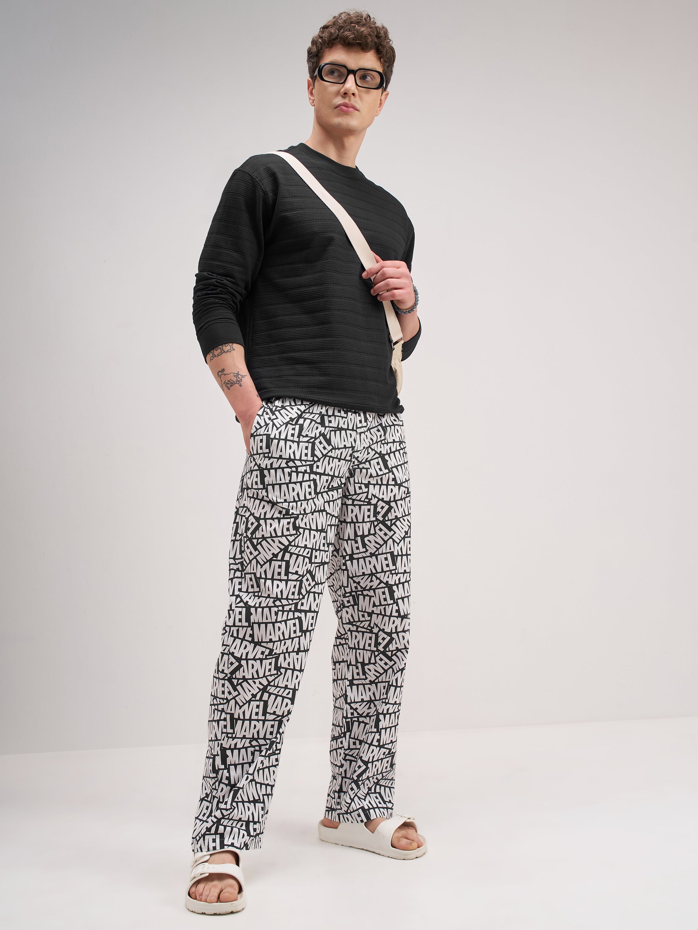 Marvel By Highlander Men White Marvel Printed Lounge Pant - White - Image 2