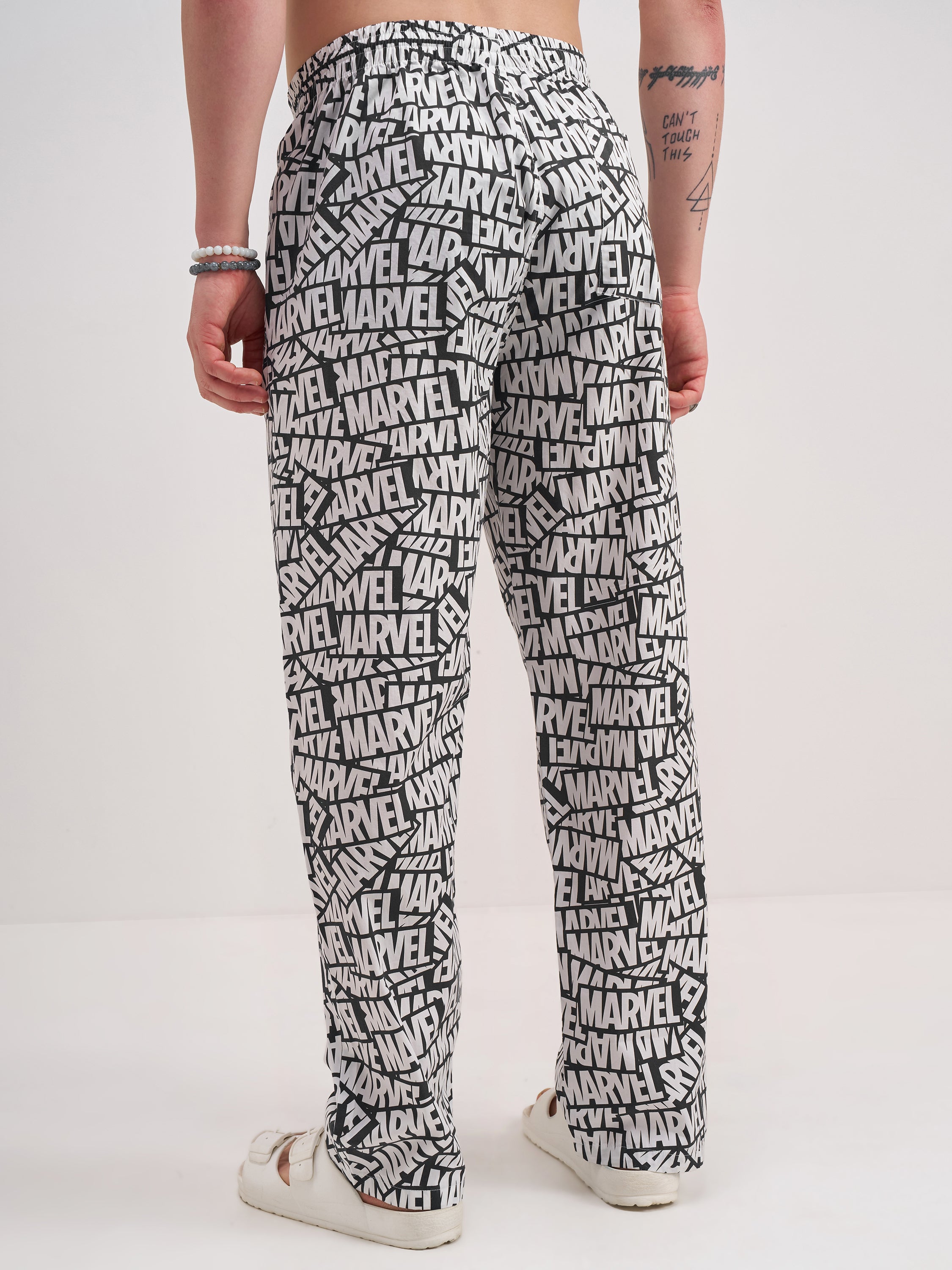 Marvel By Highlander Men White Marvel Printed Lounge Pant - White - Image 3
