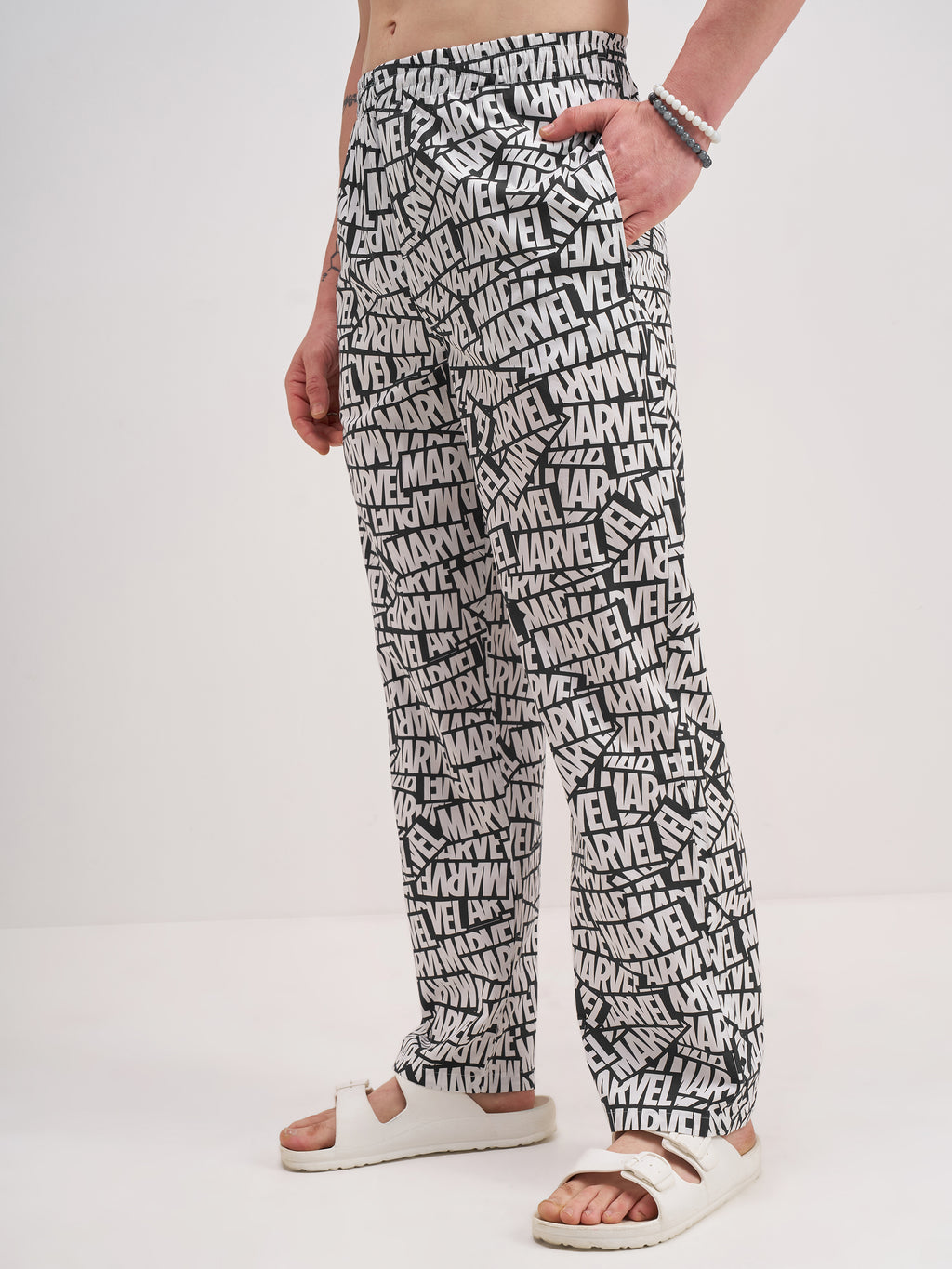 Marvel By Highlander Men White Marvel Printed Lounge Pant - White - Image 4