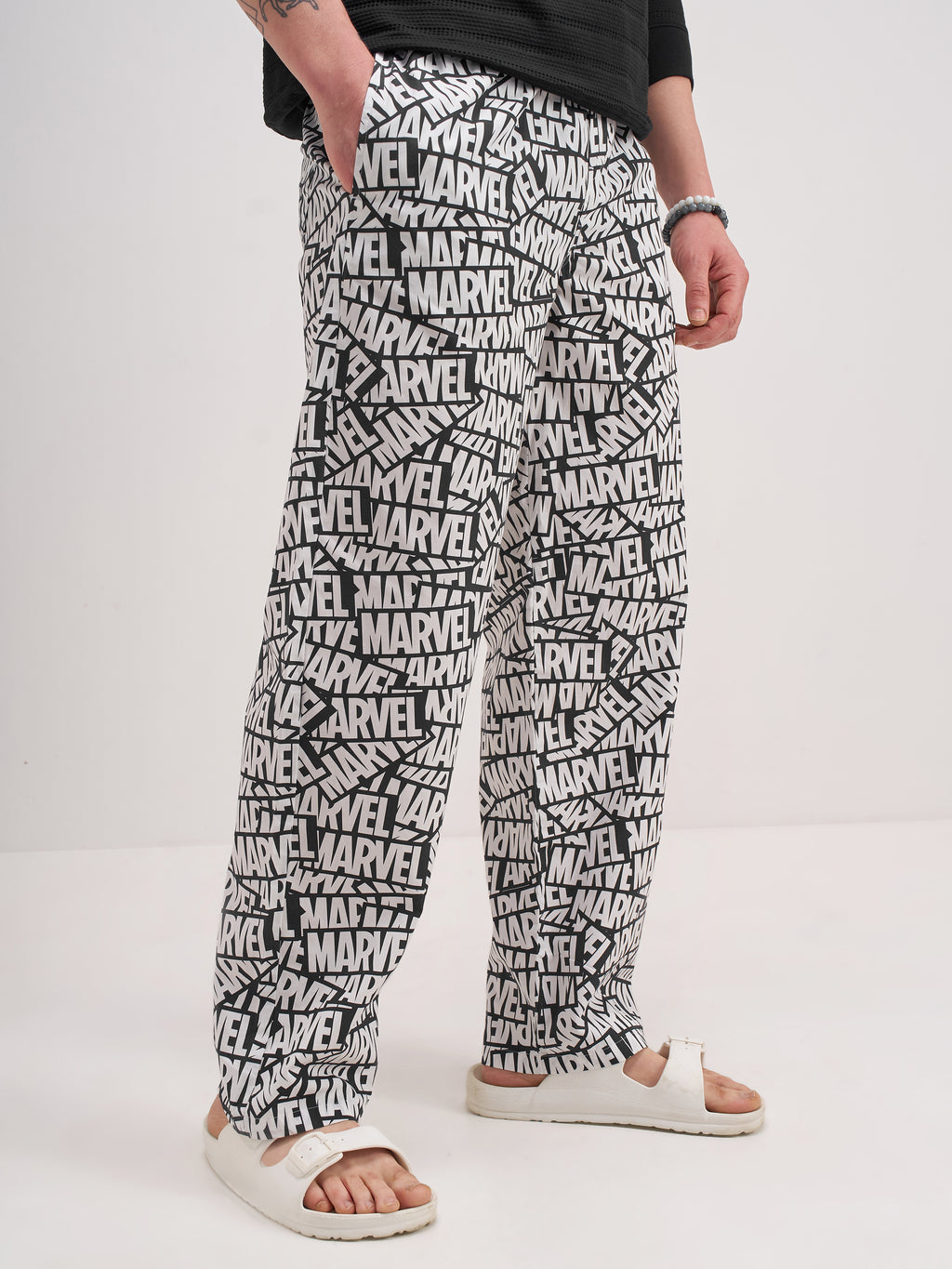 Marvel By Highlander Men White Marvel Printed Lounge Pant - White - Image 6