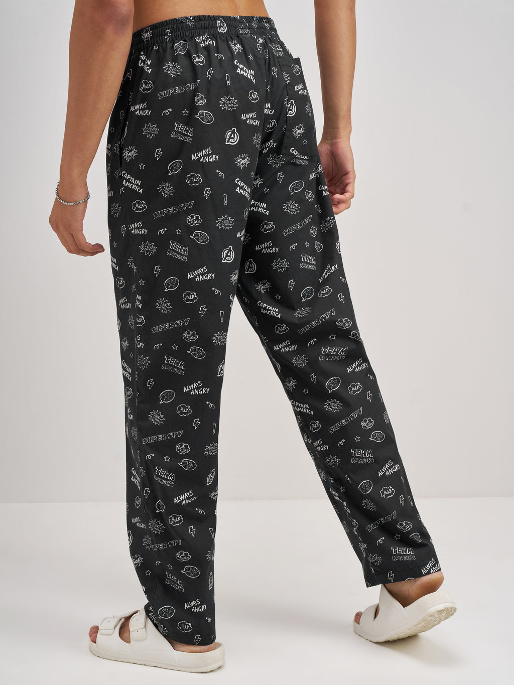 Marvel By Highlander Men Black Avengers Printed Lounge Pant - Black - Image 3