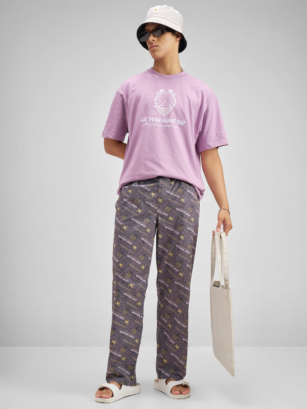 Marvel By Highlander Men Grey Spider-Man Printed Lounge Pant - Grey - Image 2