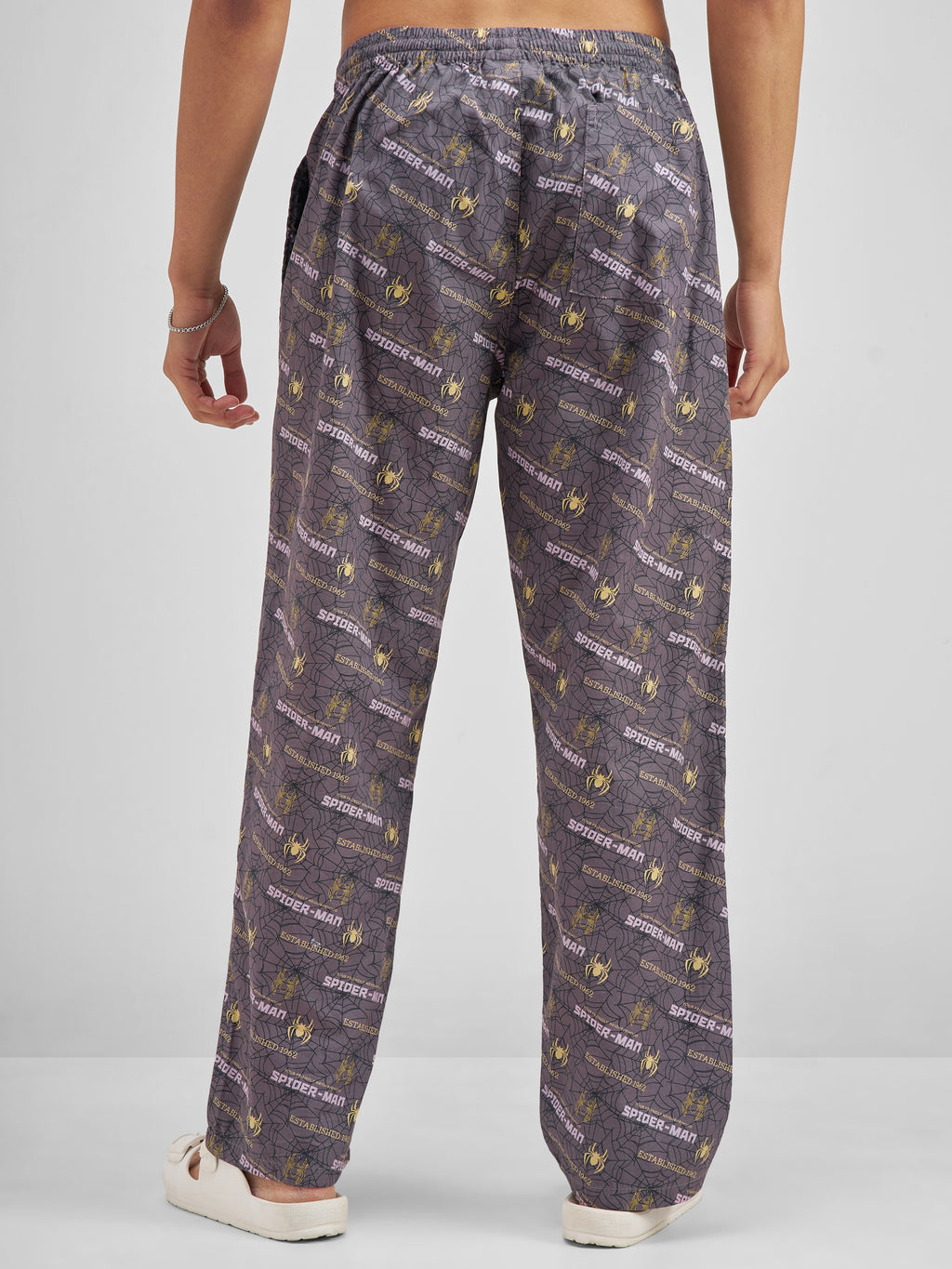 Marvel By Highlander Men Grey Spider-Man Printed Lounge Pant - Grey - Image 3