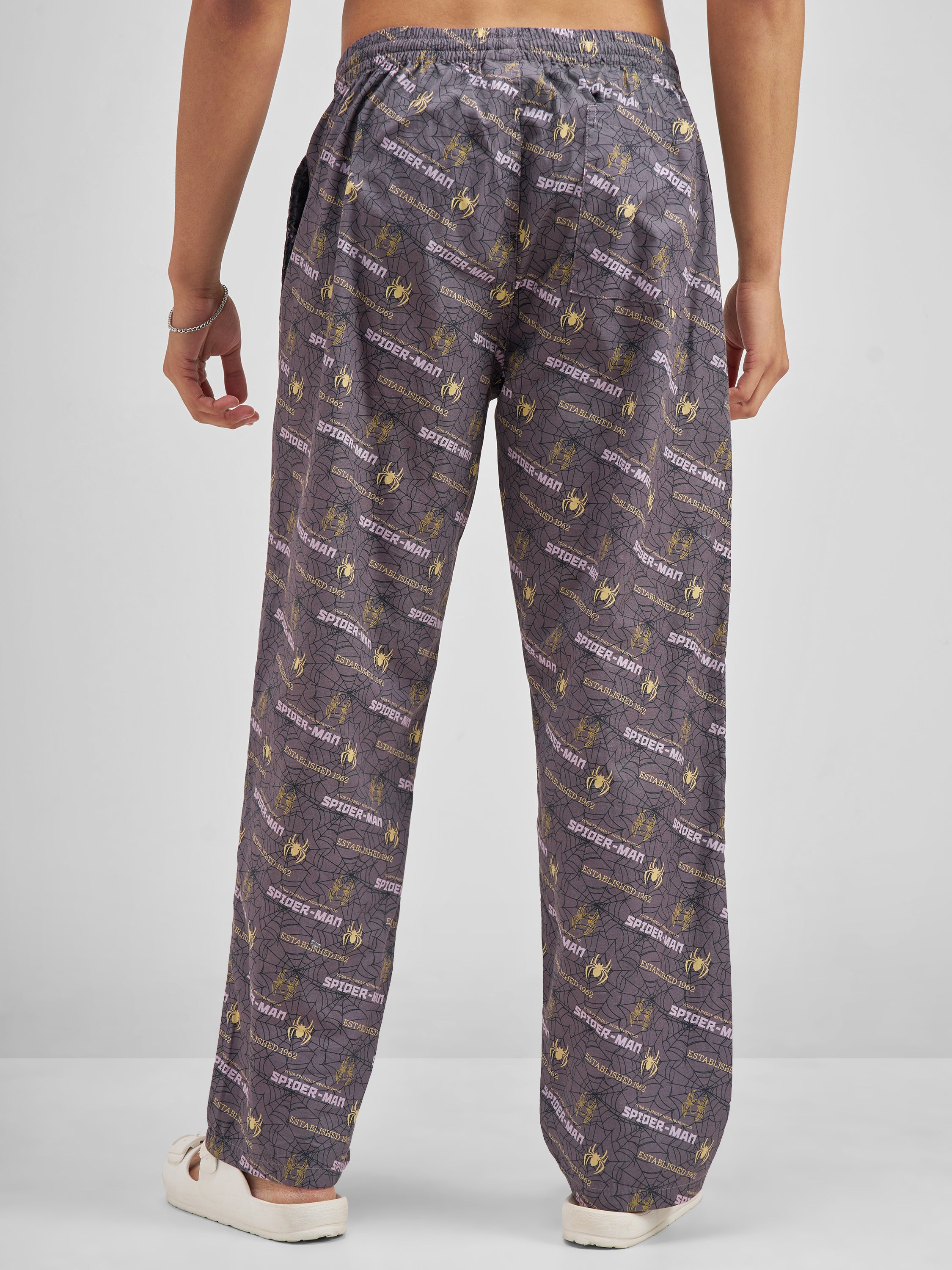 Marvel By Highlander Men Grey Spider-Man Printed Lounge Pant - Grey - Image 3