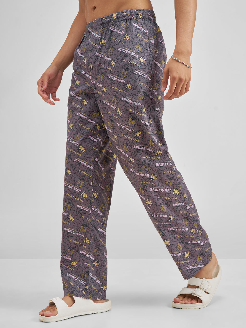 Marvel By Highlander Men Grey Spider-Man Printed Lounge Pant - Grey - Image 4