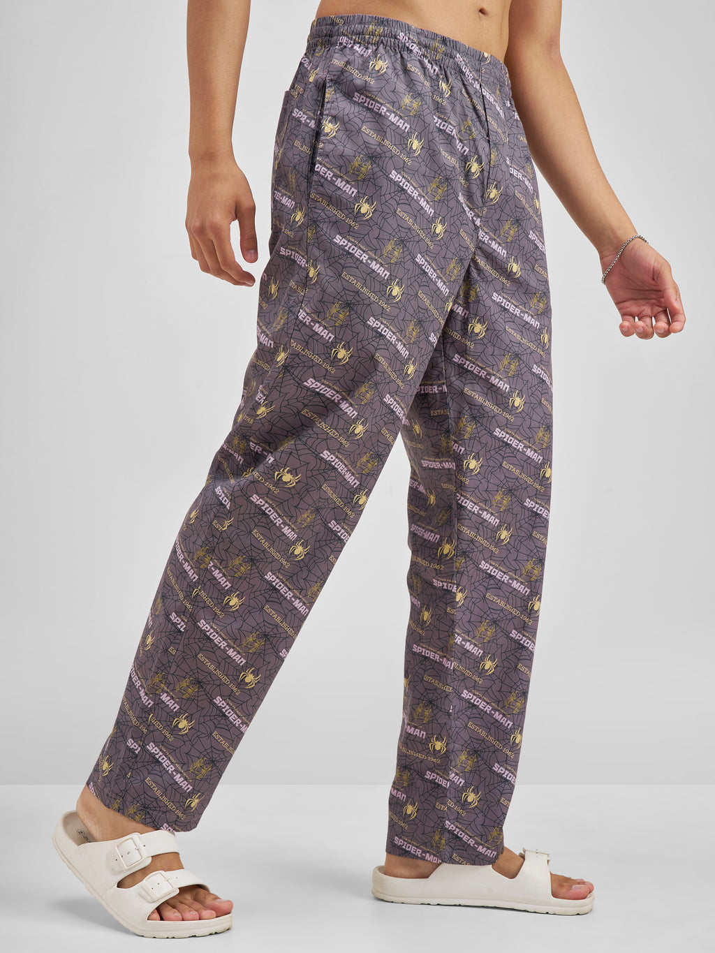 Marvel By Highlander Men Grey Spider-Man Printed Lounge Pant - Grey - Image 6