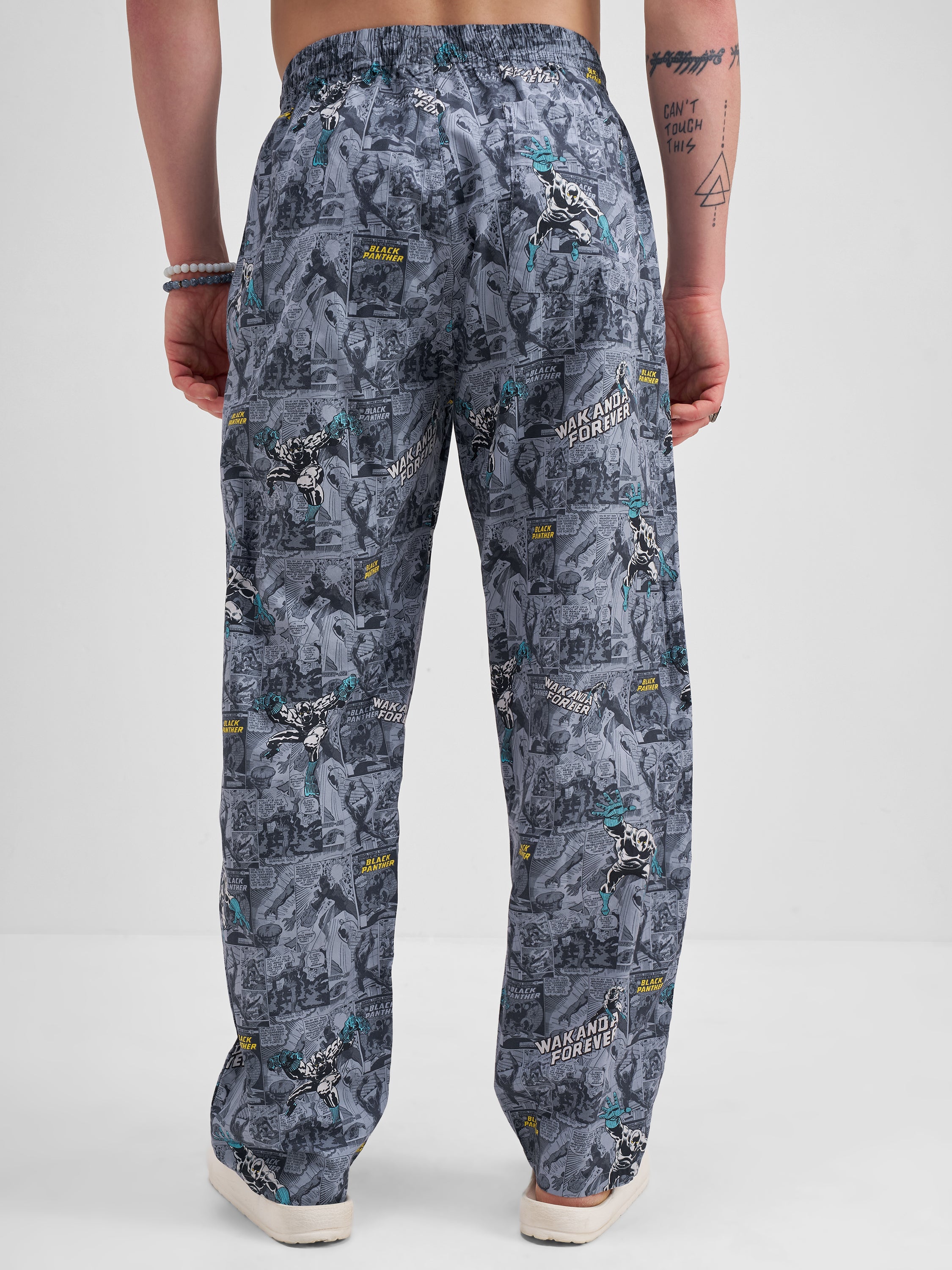 Marvel By Highlander Men Grey Black Panther Printed Lounge Pant - Grey - Image 3