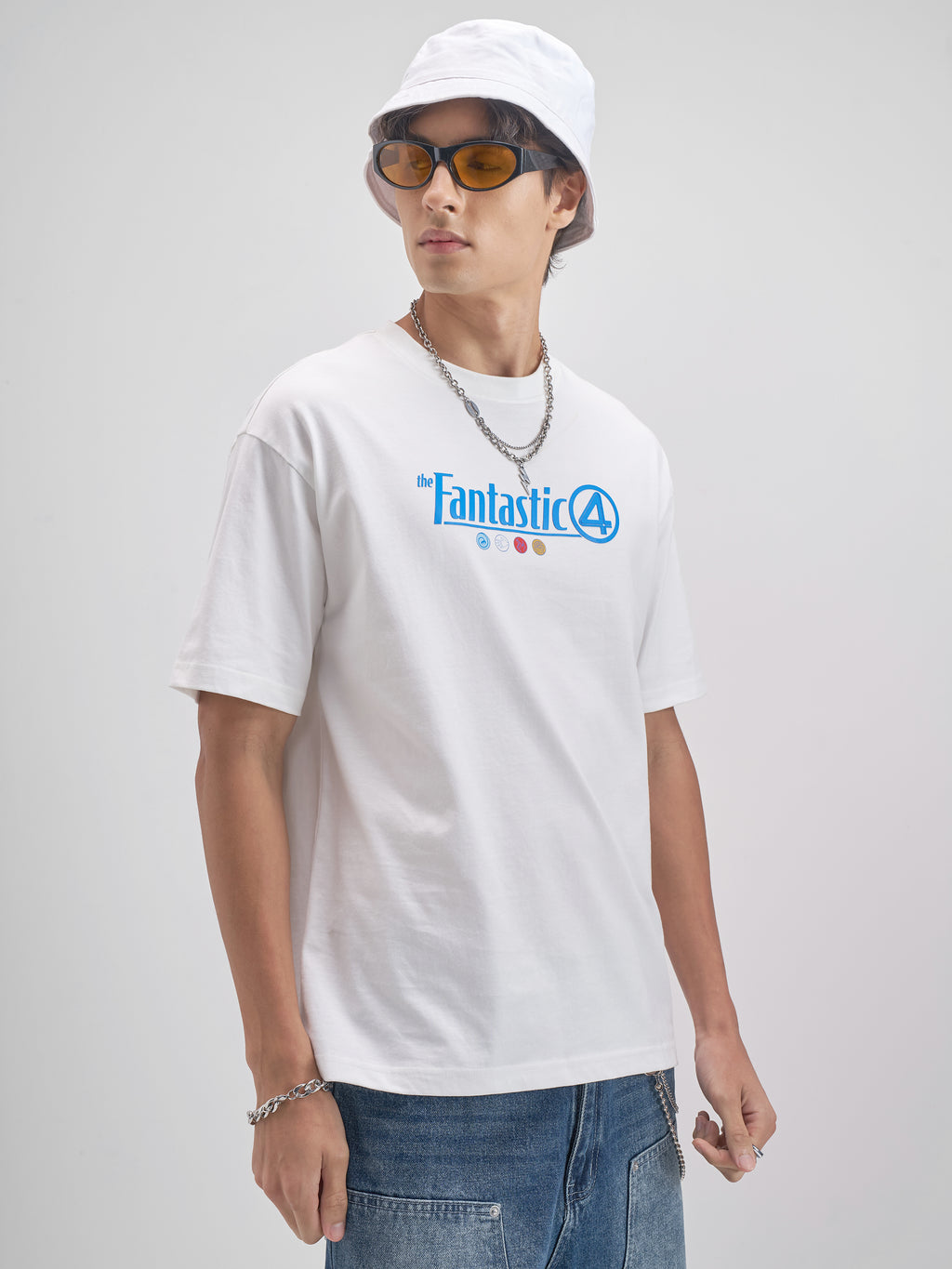 Marvel By Highlander Men White The Fantastic Four Printed Round Neck T-Shirt - White - Image 6