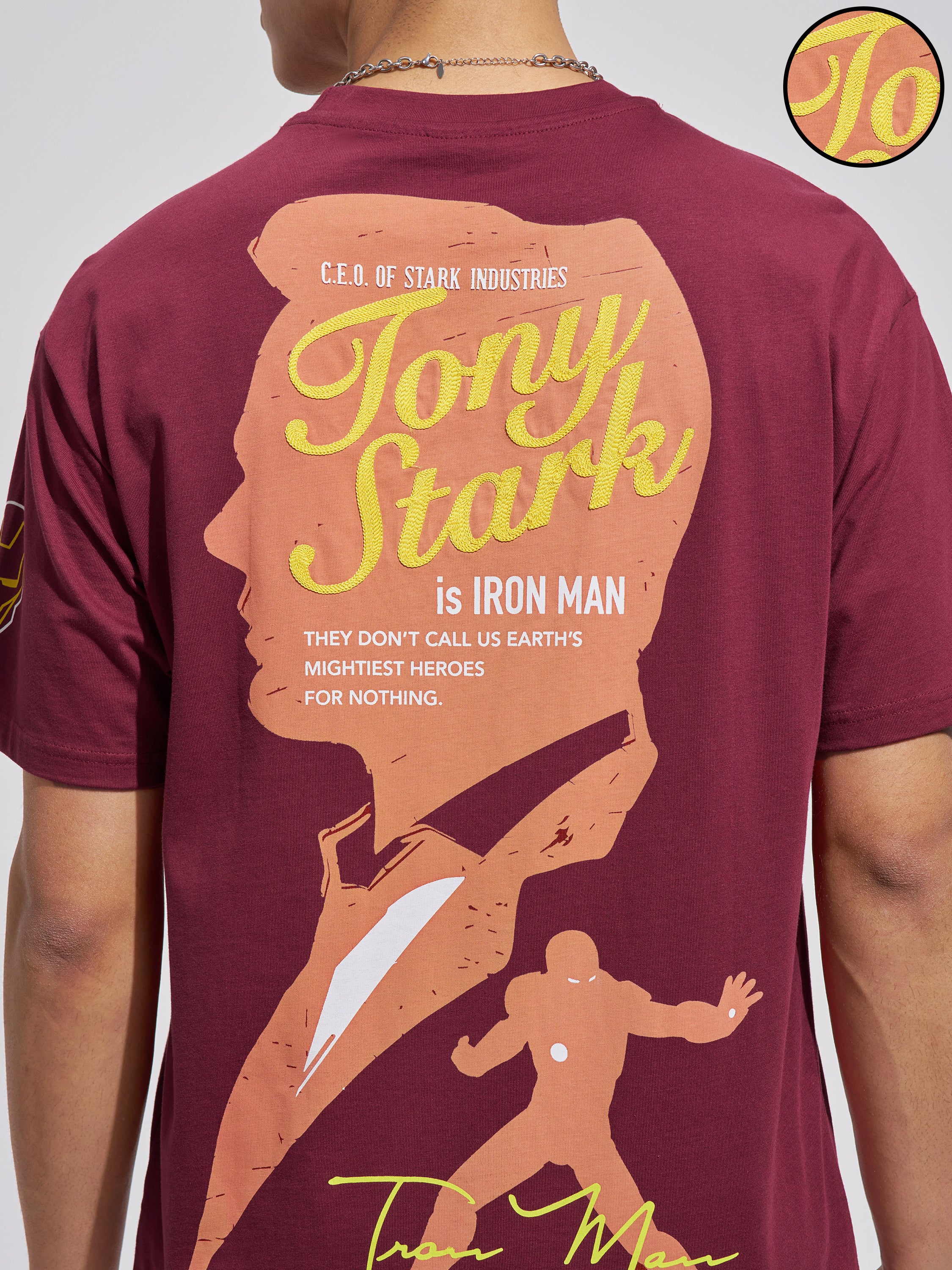 Marvel By Highlander Men Red Iron Man Printed Round Neck T-Shirt