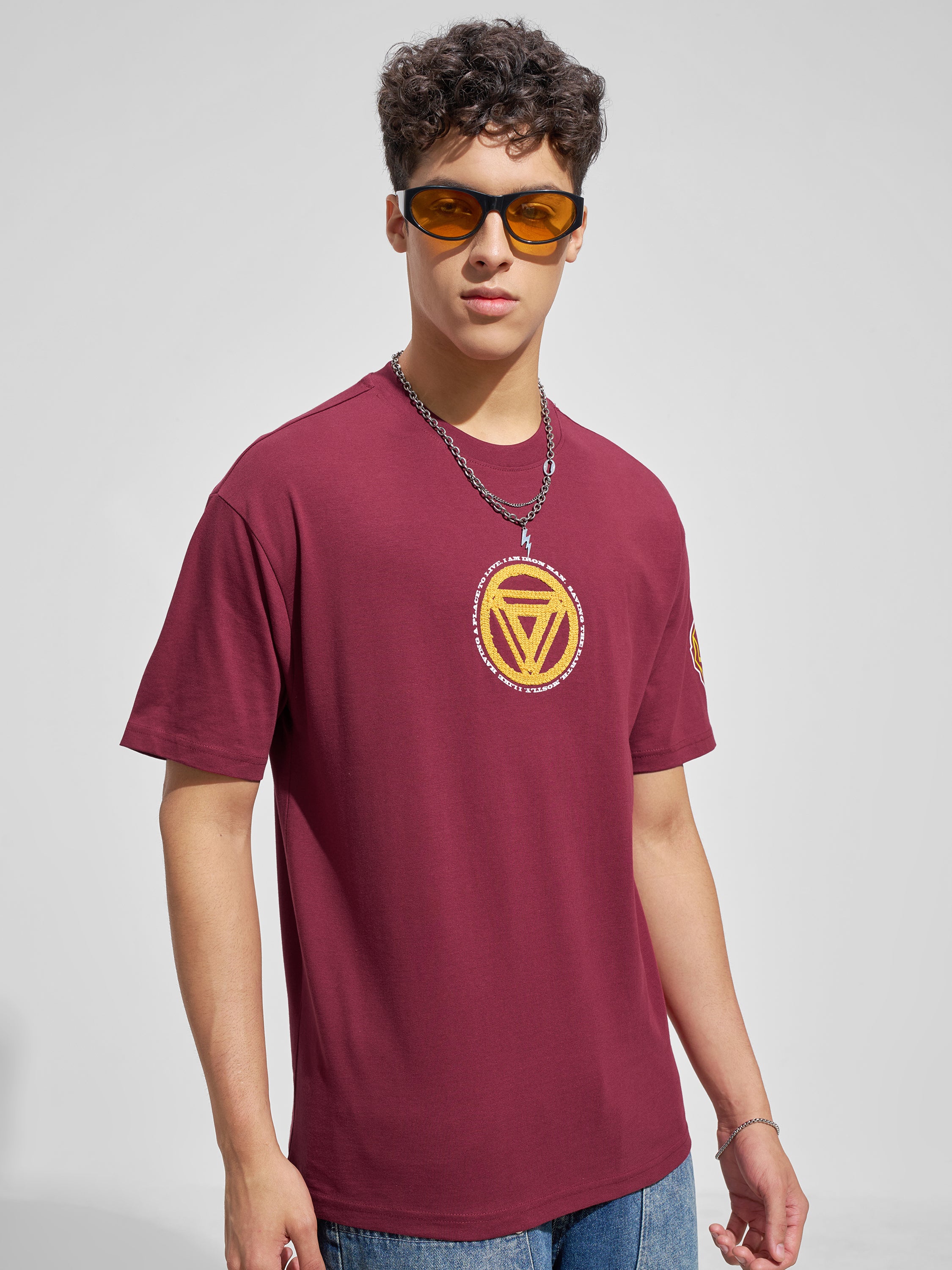 Marvel By Highlander Men Red Iron Man Printed Round Neck T-Shirt