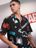 Marvel By Highlander Men Black Spider-Man Printed Relaxed Fit Casual Shirt - Black - Image 1