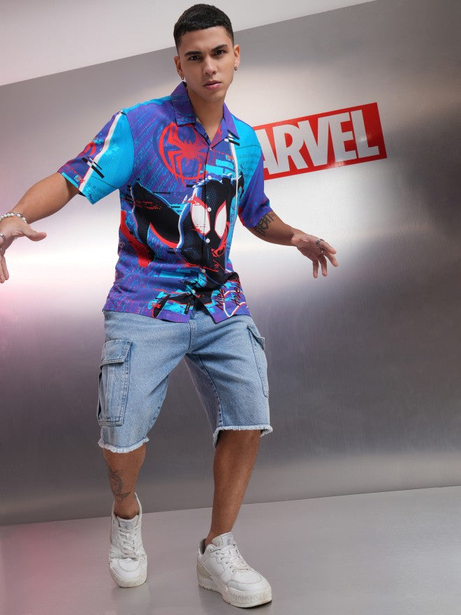 Marvel By Highlander Men Multi Spider-Man Printed Relaxed Fit Casual Shirt - Multi - Image 2