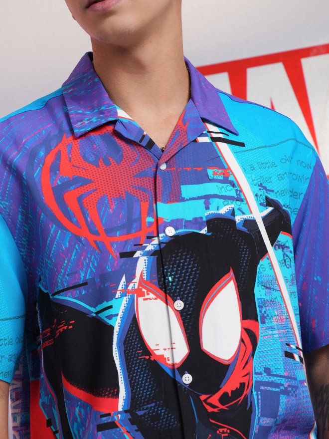 Marvel By Highlander Men Multi Spider-Man Printed Relaxed Fit Casual Shirt - Multi - Image 5