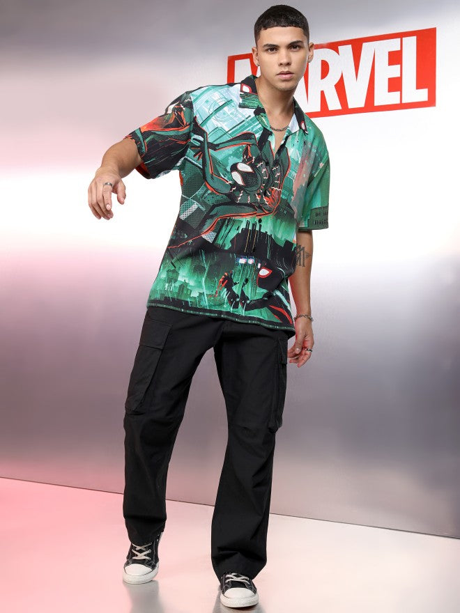 Marvel By Highlander Men Multi Spider-Man Printed Relaxed Fit Casual Shirt - Multi - Image 2