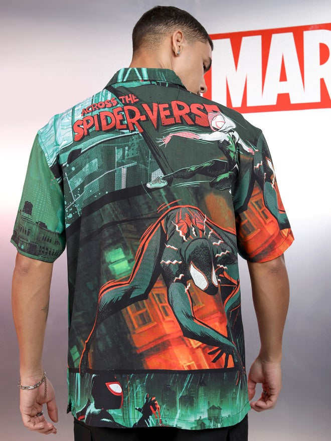 Marvel By Highlander Men Multi Spider-Man Printed Relaxed Fit Casual Shirt - Multi - Image 3