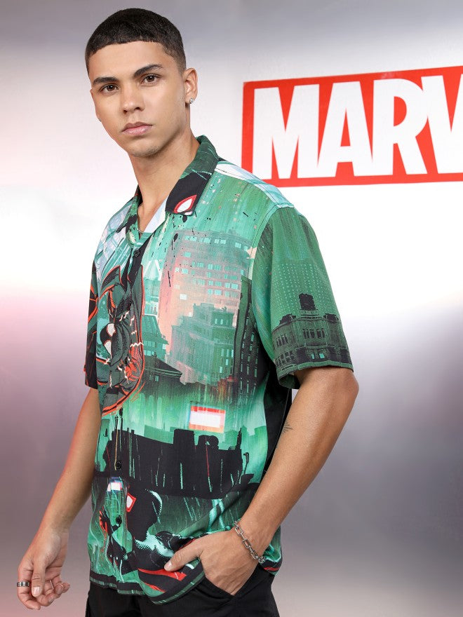 Marvel By Highlander Men Multi Spider-Man Printed Relaxed Fit Casual Shirt - Multi - Image 4