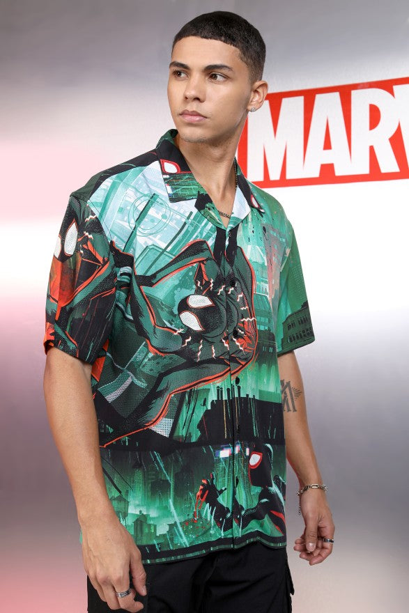 Marvel By Highlander Men Multi Spider-Man Printed Relaxed Fit Casual Shirt - Multi - Image 6