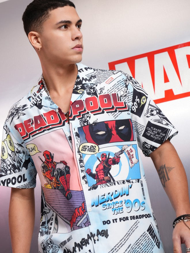 Marvel By Highlander Men Multi Deadpool Printed Relaxed Fit Casual Shirt - Multi - Image 2
