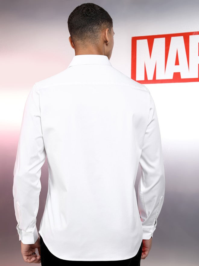 Marvel By Highlander Men White Black Panther Solid Slim Fit Casual Shirt - White - Image 3