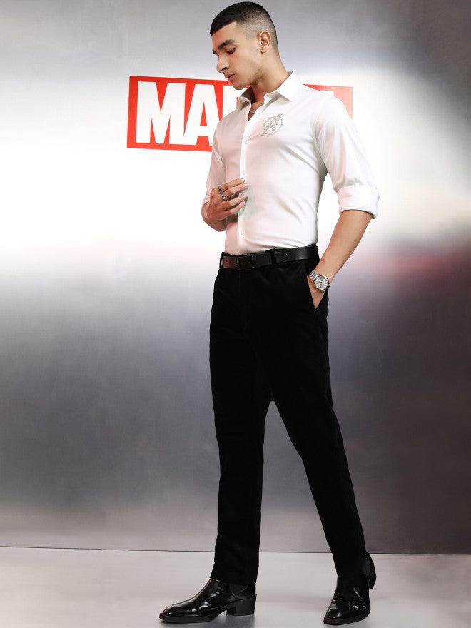 Marvel By Highlander Men White Avengers Embellished Slim Fit Casual Shirt - White - Image 2