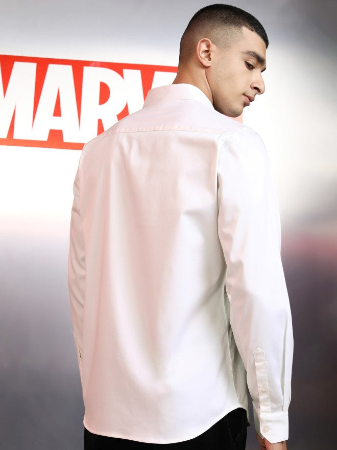 Marvel By Highlander Men White Avengers Embellished Slim Fit Casual Shirt - White - Image 3
