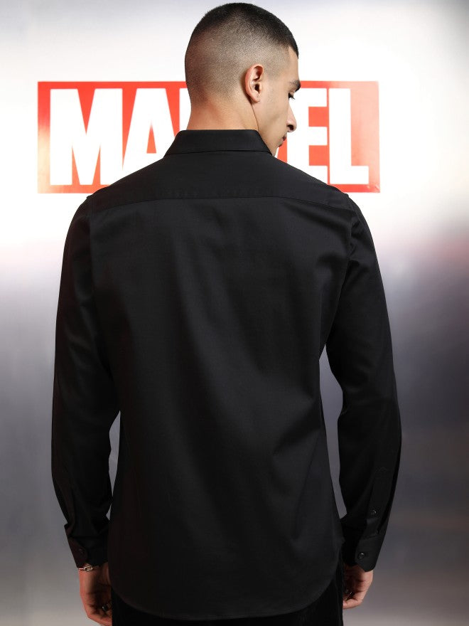 Marvel By Highlander Men Black Black Panther Embellished Slim Fit Casual Shirt - Black - Image 3