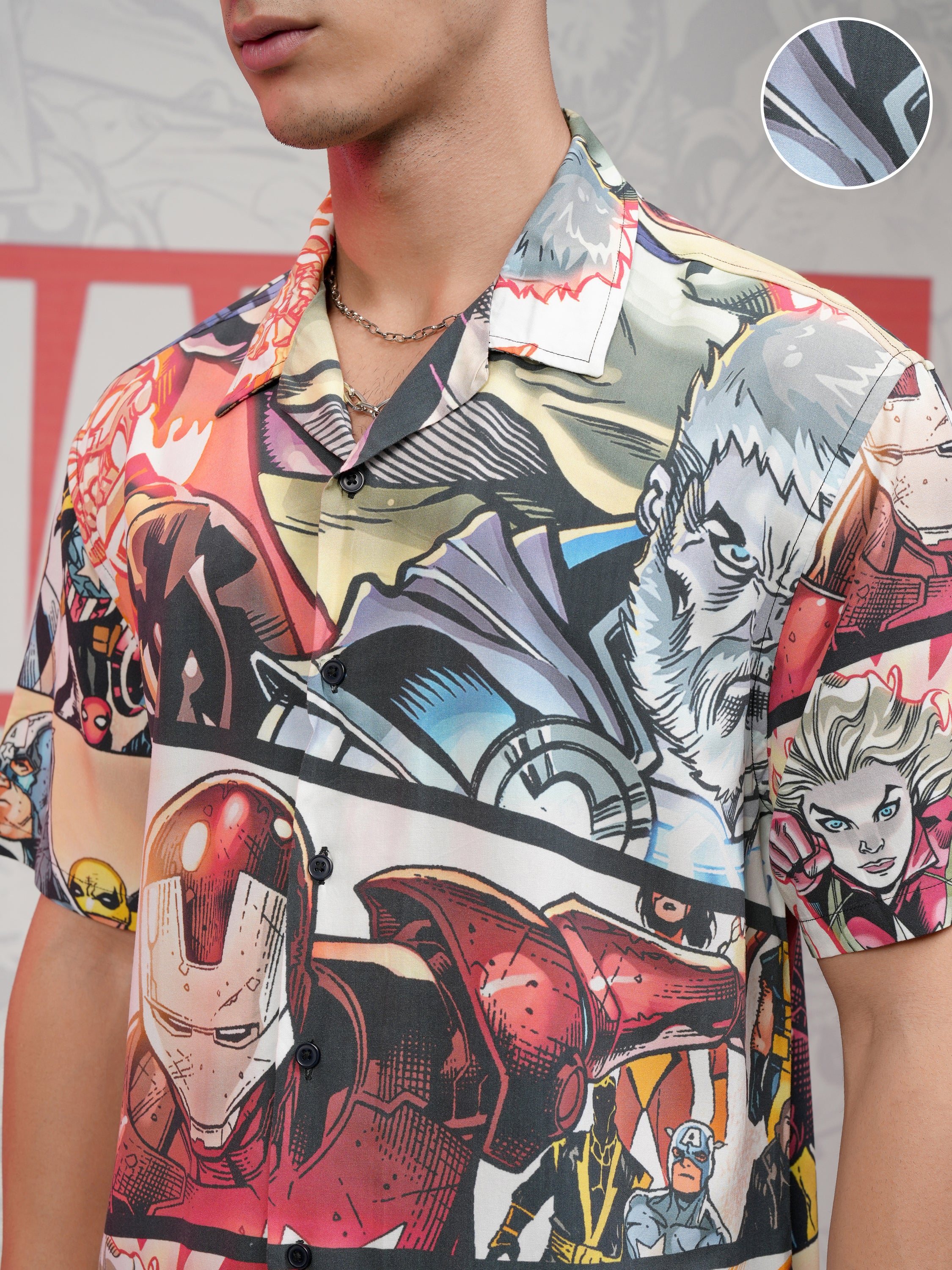 Marvel By Highlander Men Multi Captain America Printed Relaxed Fit Casual Shirt - Multi - Image 5