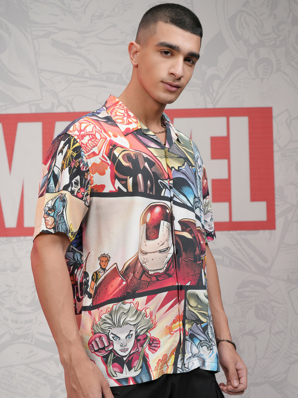 Marvel By Highlander Men Multi Captain America Printed Relaxed Fit Casual Shirt - Multi - Image 6