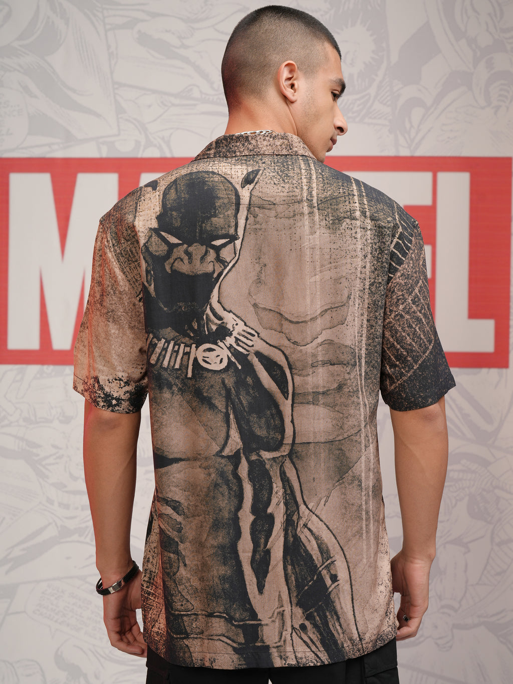 Marvel By Highlander Men Black Black Panther Printed Relaxed Fit Casual Shirt - Black - Image 3