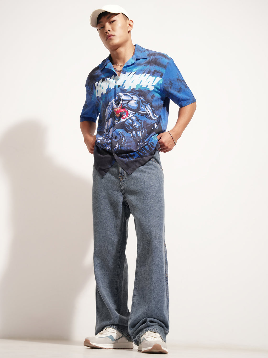 Marvel By Highlander Men Blue Venom Printed Relaxed Fit Casual Shirt - Blue - Image 2