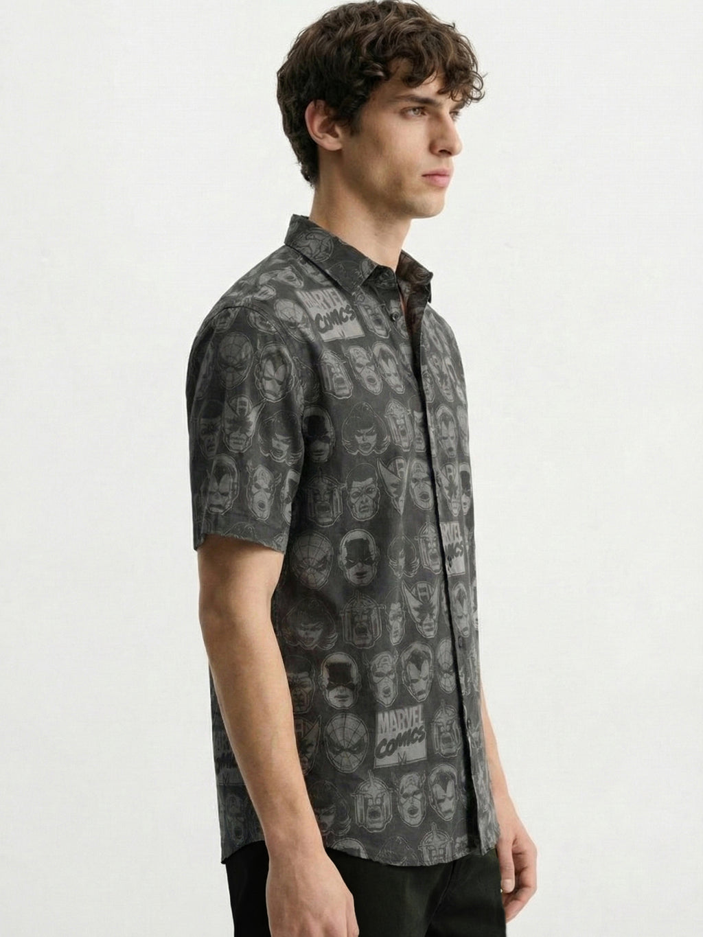 Marvel By Highlander Men Black Marvel Comics Printed Regular Fit Casual Shirt - Black - Image 5