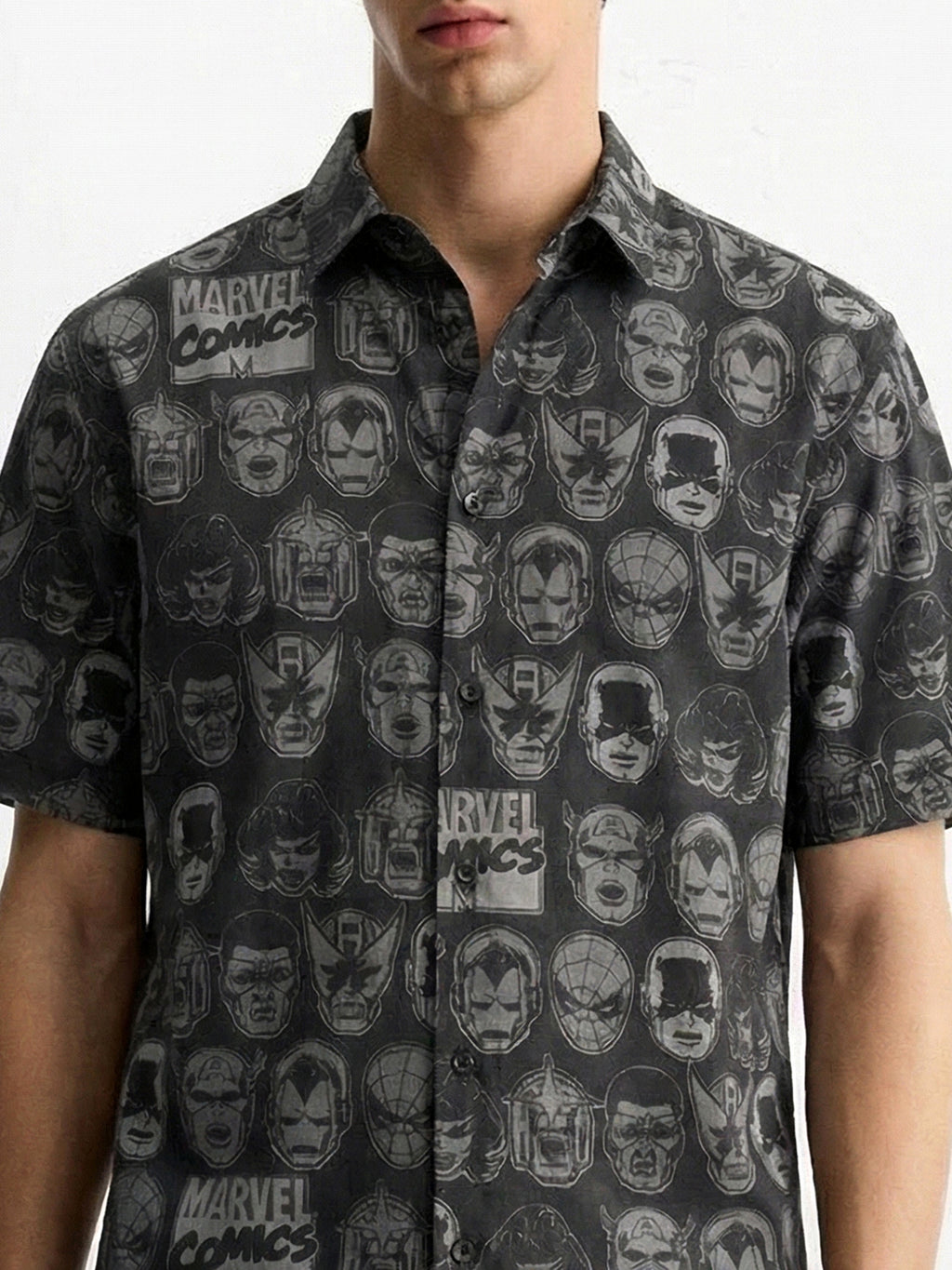Marvel By Highlander Men Black Marvel Comics Printed Regular Fit Casual Shirt - Black - Image 6