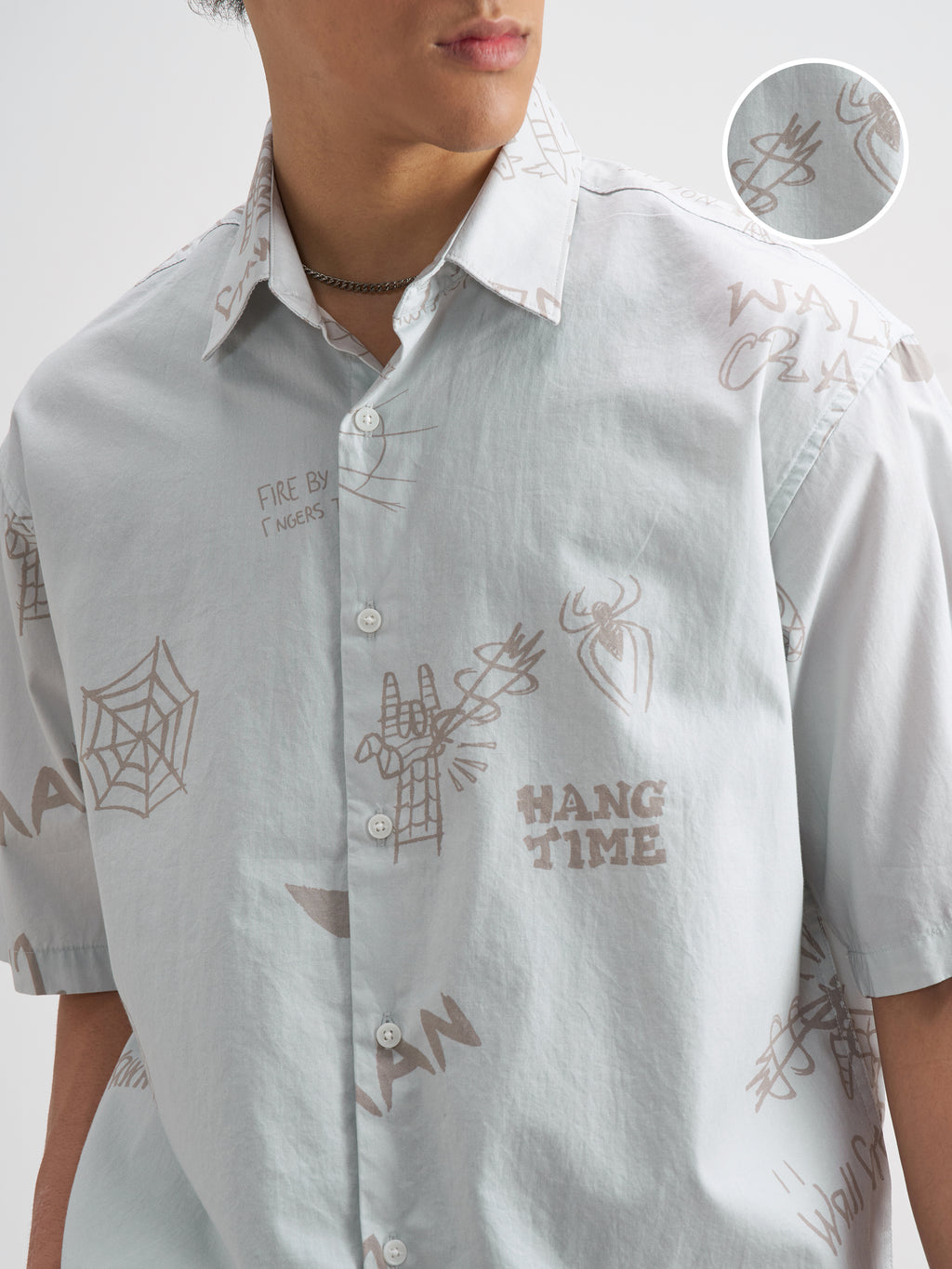 Marvel By Highlander Men Green Spider-Man Printed Boxy Fit Casual Shirt - Green - Image 5